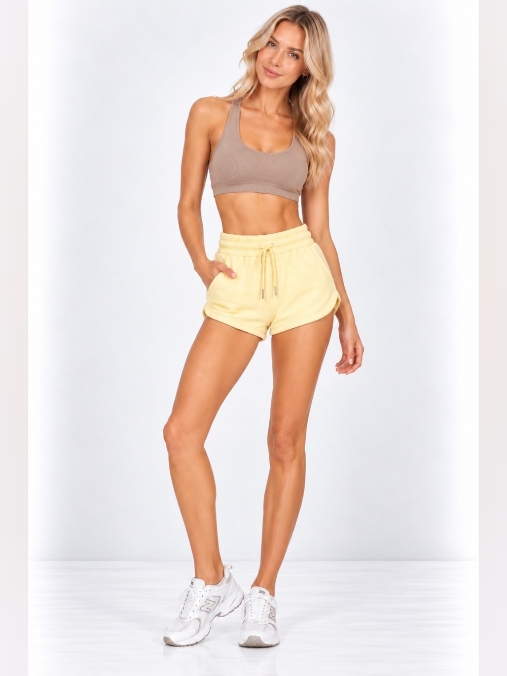 H&M Basics Sweatshorts Athletic Shorts Yellow XS